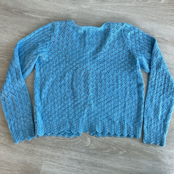 NWT Willow & Wind crochet knit Cardigan women’s Medium Light Blue cottagecore - Picture 5 of 6